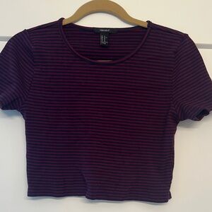 Forever 21 dark red and blue Striped Tee